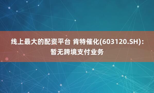 线上最大的配资平台 肯特催化(603120.SH)：暂无跨境支付业务